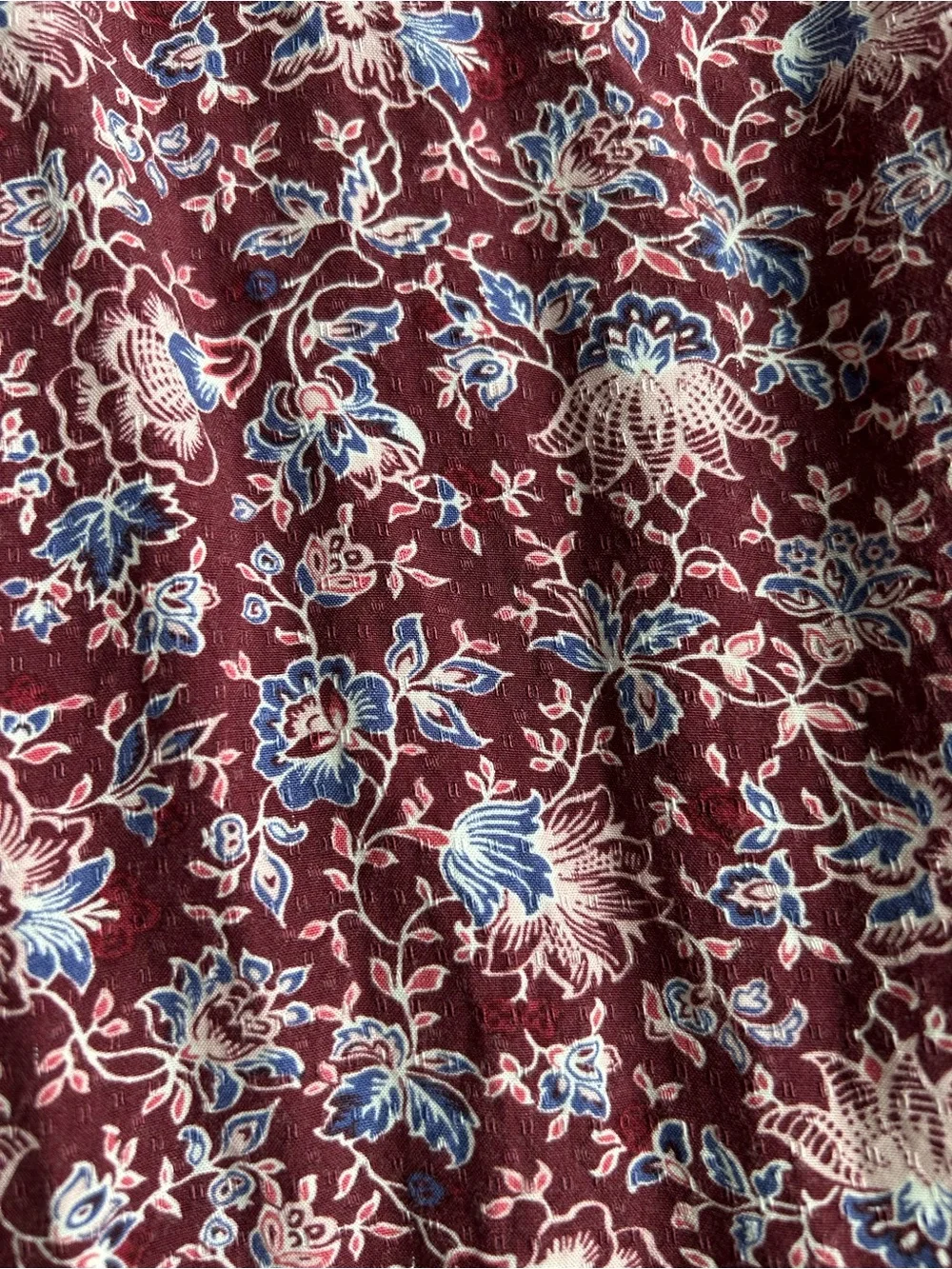 Old Navy Burgundy Floral V-Neck Long Sleeve Blouse